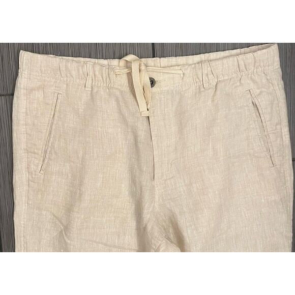Tasso Elba Island Woman’s Cream 100% Linen Wide Leg Pants Size Large Drawstring - Picture 2 of 6